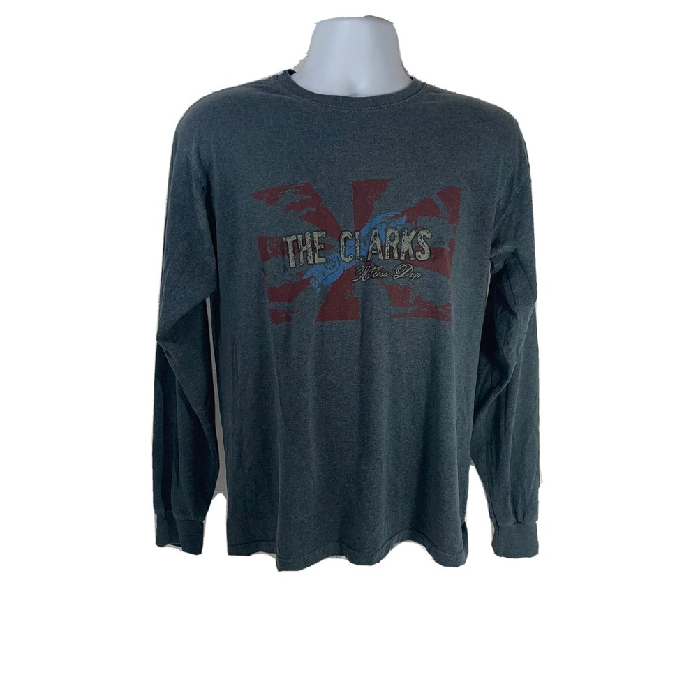 The Clarks Shirt Men Medium Restless Days Long Sleeve Crew Neck Gray Gildan Tag