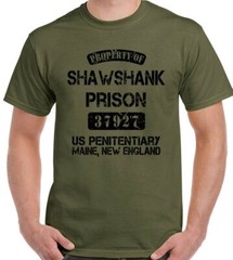 Shawshank Redemption T-Shirt Property Of Prison Mens Funny Movie Stag Doo Do