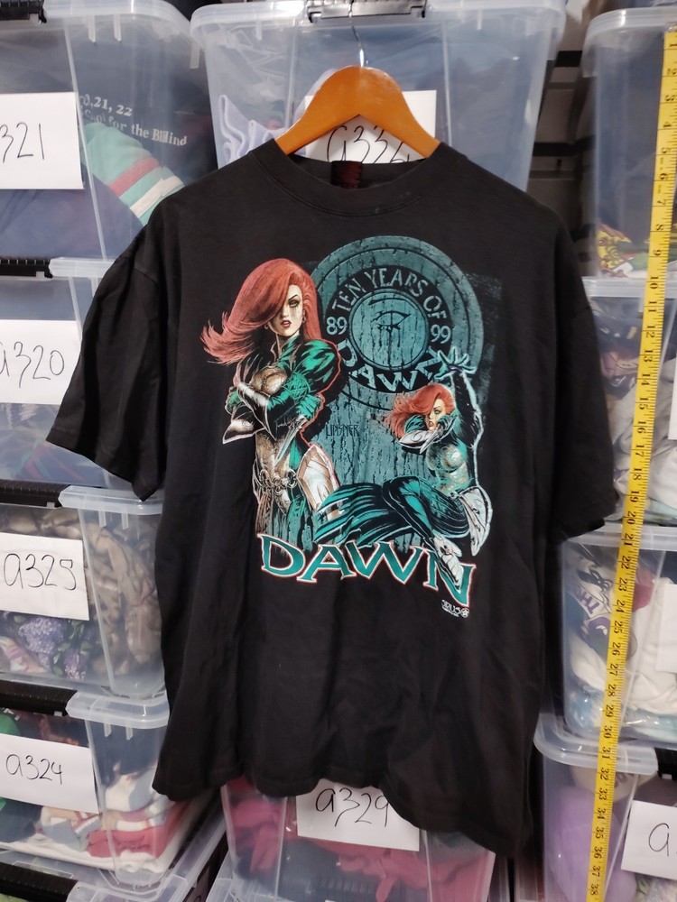 Vintage Dawn Comic Book Tshirt 1999 Fashion Victim Tee Size XL Holes Pinholes