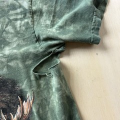 Y2K Distressed Moose Nature Wildlife Shirt Mens Medium Green Outdoor Tee T-Shirt