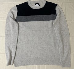 Truth by Republic 100% Cashmere Colorblock Pullover Sweater Gray Black White M