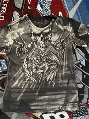 Affliction Puppet Master Shirt Angels vs Demons Gray Men’s XL Rare Y2K