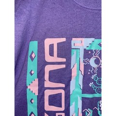 Vintage Arizona Art Shirt Coyote Cactus Desert Tee Purple 1989 80s 1980s Medium
