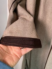 Kounouz Moroccan Fashion Men’s Brown Hoodie Tunic, Hand Made in Morocco Size L