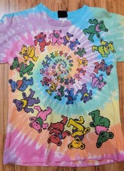 LIQUID BLUE GRATEFUL DEAD SPIRAL BEARS TIE DYE S Small TSHIRT T-shirt 1995 VTG