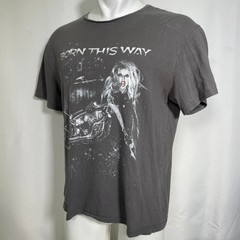 Lady Gaga Born This Way Motorcycle Design Charcoal Gray T-Shirt Men’s LARGE