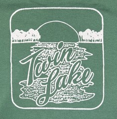 VINTAGE SINGLE STITCH Michigan Twin Lake Tee Green XL Hanes Heavyweight