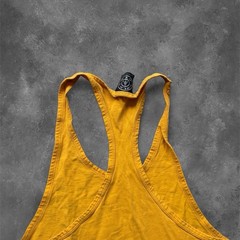 Vintage Gold’s Gym Stringer Tank Top – 90s Style Muscle Shirt Yellow Mens Sz XL
