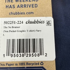 Chubbies Mens The No Brainer Navy Graphic T Shirt Sky’s Out Thighs Out Large NEW