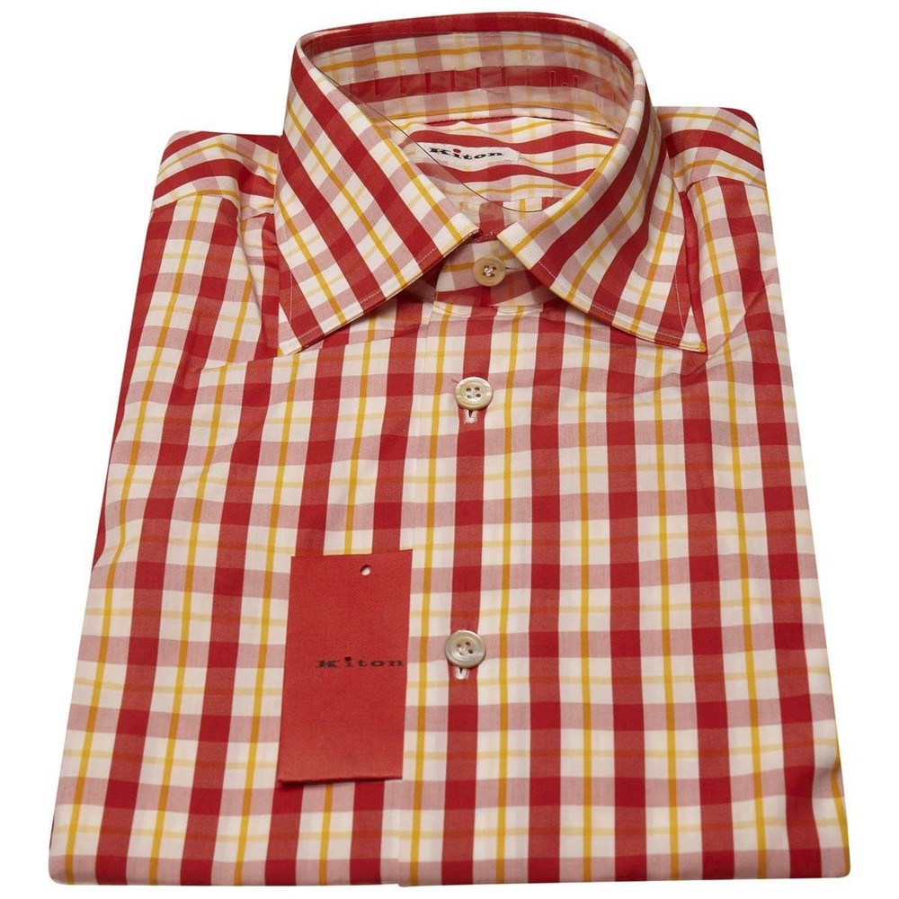 NEW KITON MULTICOLOR COTTON SHIRT US 15.5 – EU 39 MUL
