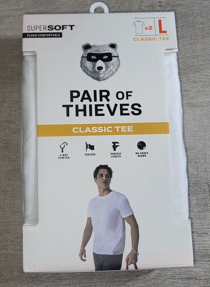 Pair of Thieves Men’s Classic White Soft Tee T Shirt 2 Pack Size L Large NEW