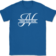 Letter N Monogram Your Text Here Custom T-Shirt Personalize Family Tee