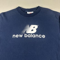 Vintage New Balance T-Shirt Mens Medium Navy Blue Running Long Sleeve USA 90s