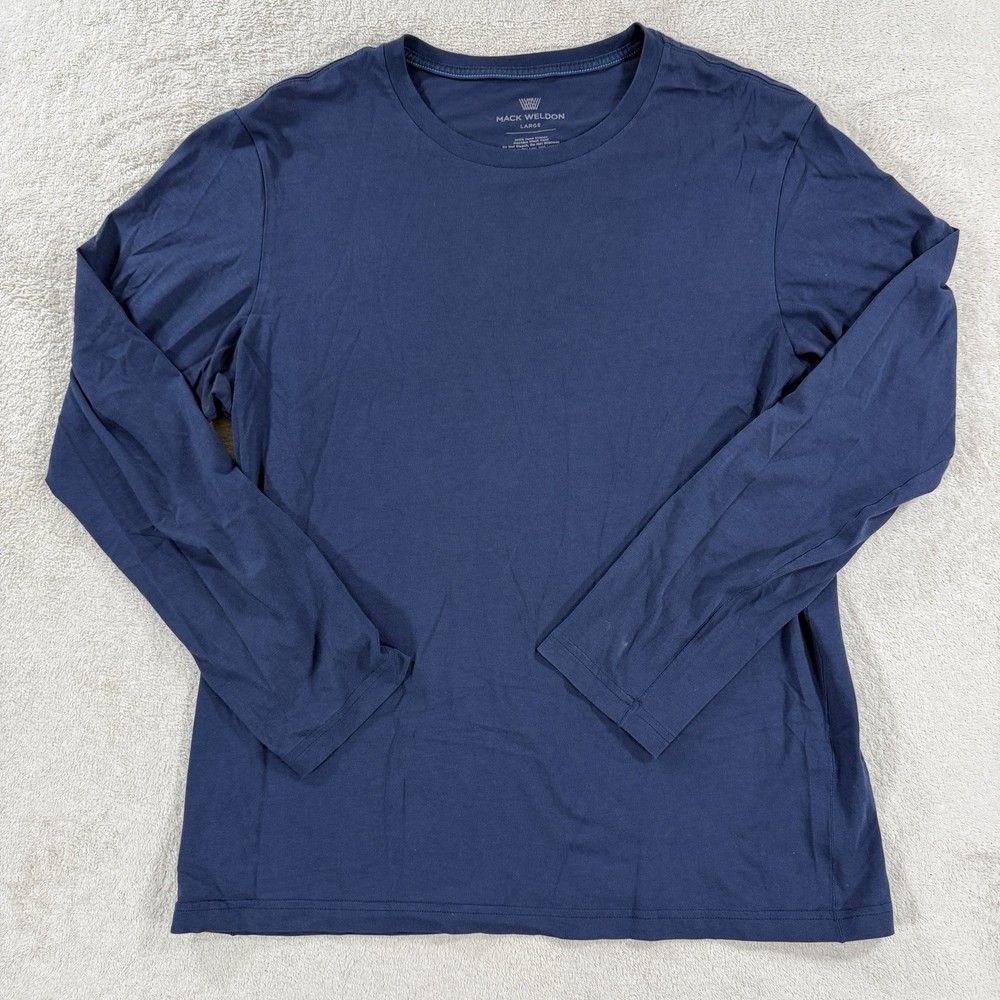 Mack Weldon Shirt Men Large Blue Long Sleeve Pullover Stretch Comfort