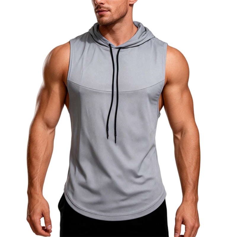 Men’s Quick Dry Hooded Tank Top High Stretch Breathable Gym Athletic Vest