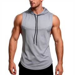 Men’s Quick Dry Hooded Tank Top High Stretch Breathable Gym Athletic Vest