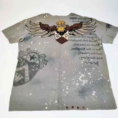 Rebel Spirit T Shirt Men’s 2XL Green Brown Black Yellow Coat of Arms Eagle Used