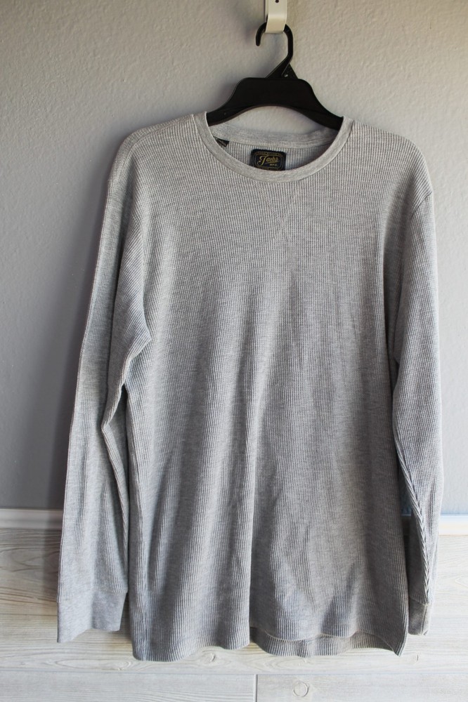 Jachs MFG Thermal Shirt Mens Large Gray Crewneck Lightweight Waffle Knit