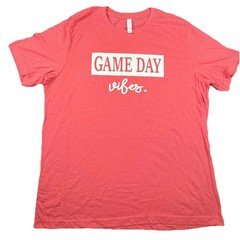Game Day Vibes T-Shirt Adult XL Baseball Sports Game League Red Heather Text Tee