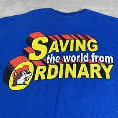Buc-ee’s Shirt Mens Medium Blue Superman Beaver Logo Saving World Ordinary Tee