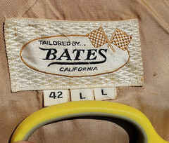 Vtg Bates Leather Motorcycle Racing Jacket Harley Orange w Stripes 1960’s L Cafe