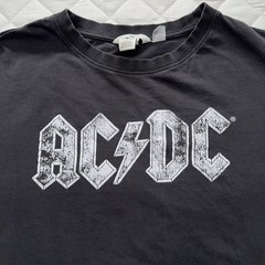 H&M Shirt Mens L Gray AC/DC Back In Black World Tour Band Graphic T Shirt