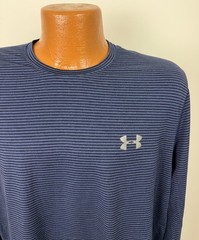 Under Armour Shirt Men XL Loose Cold Gear Blue Black Striped Polyester Elastane