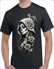 Sugar Skull Catrina Black Men’s T-Shirt Small To 3X-Large Style 9