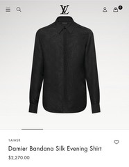 Louis Vuitton Damier Bandana Silk Evening Shirt Black, Size XL