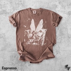 Fairy Highland Cow Insect Wings Farm Animal Comfort Tee
