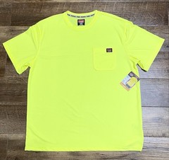 NWT Wrangler Workwear Neon Yellow Hi-Vis Short Sleeve Pocket Tee T Shirt XL