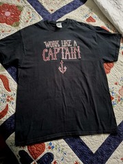 Work Like A Captain • Play Like A Pirate Party Black T-Shirt Size XL