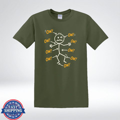 Funny OW Pain Stick Figure Shirt Body Ache Humor T-Shirt