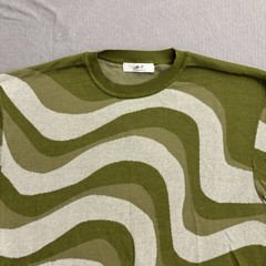 Mr P. Porter T Shirt Mens Large Green Knit Wavy Pattern Short Sleeve Italy