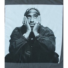 2Pac Tupac Shakur Graphic Portrait T-Shirt XXL Gray Short Sleeve Hip Hop Tee