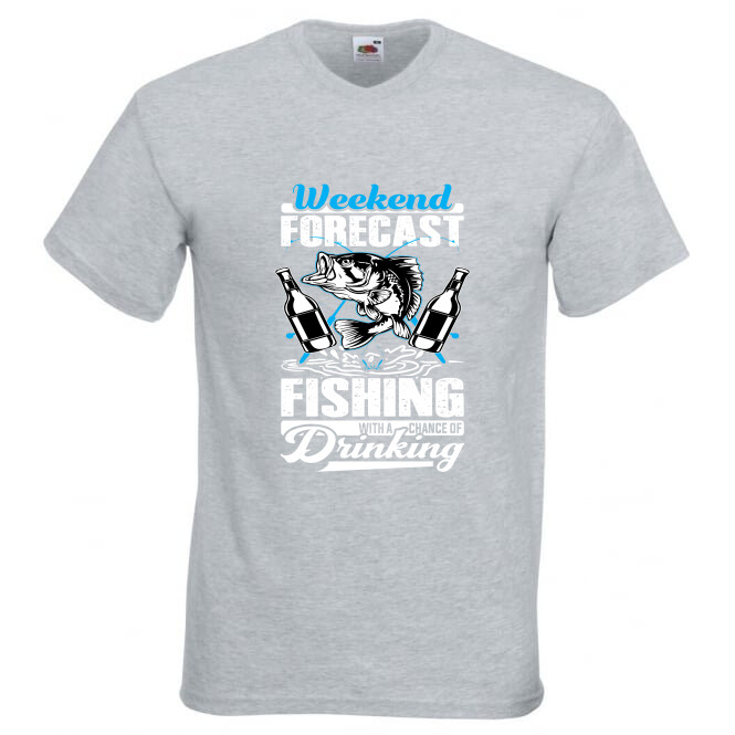 Fishing Forecast Drinking Humour Novelty T Shirt Various Colours And Sizes