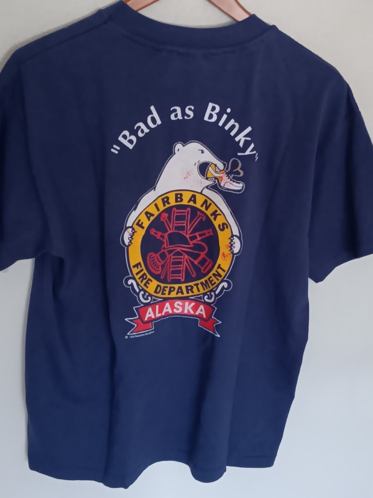 Vintage 90s Fairbanks Alaska Fire Department Bad As Binky Polar Bear Tshirt