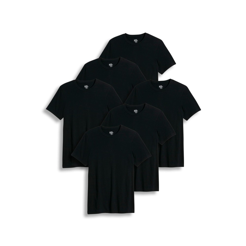 Jockey Crew Neck Undershirt- 6 Pack – 100% Cotton T-Shirts for Men,Black, L
