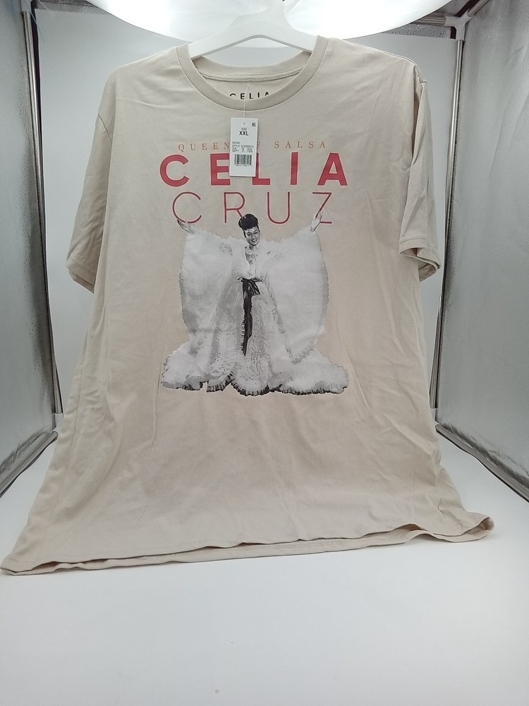 “Celia Cruz” Queen of Salsa Graphics Beige T-Shirt DIFFERENT SIZES MEN AND WOMEN