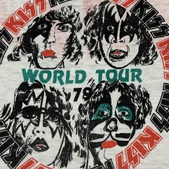 Vintage KISS 1979 World Tour Shirt Sheer Mens Small Official Concert Merch 1970s