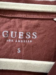 Guess LA Men Logo Graphic Crew Neck Triangle Design T-Shirt Brown Gold Short S
