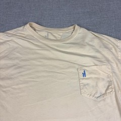Johnnie-O Shirt Mens XL Beige Pocket Tagless Crewneck Cotton Jersey Surf Tee