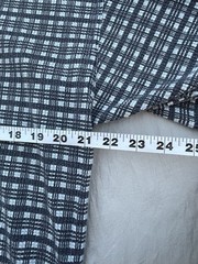 VTG Bugle Boy Henley Men XL Gray Gingham Ribbed Short Sleeve Mandarin Collar
