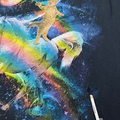 Jerzees Hi Densi T 3XL Graphic T-Shirt Cat Unicorn Moon Space Psychedelic Y2K