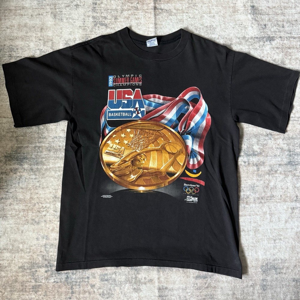 Vintage 1992 Barcelona Olympics USA Basketball Tshirt Single Stitch Size Large