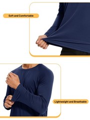 Men’s UPF50+ Summer UV SPF Shirts Long Sleeve Quick Dry Casual Fishing T-Shirts