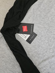 Hanes Mens Raglan Henley Shirt XXL Long Sleeve Gray/Black Loungewear NWT
