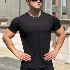 Quick-drying Slim Fit Men Sport T-shirt Summer Running Round Neck fitness Traini