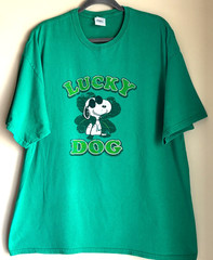 VTG Y2K Peanuts Snoopy Lucky Dog Clover Irish Short Sleeve Tee Shirt Adult 2XL