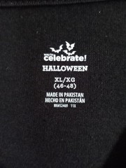 Flaming Skull on Black T-shirt XL 46-48 chest 30″ length by Celebrate Halloween